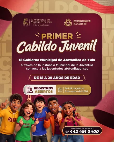 Convocan a jóvenes de Atotonilco de Tula a participar en el Primer Cabildo Juvenil