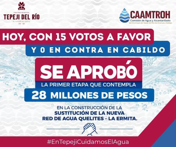 Aprueba Ayuntamiento de Tepeji primera etapa de sustitución de red de agua Quelites–La Ermita con inversión de 28 millones de pesos