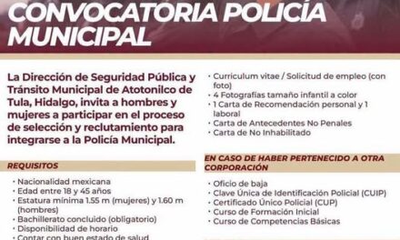 Unete a la policía municipal de Atotonilco de Tula