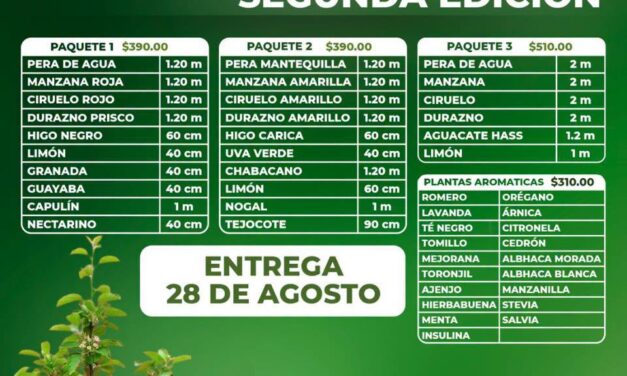 Mantiene abierta convocatoria para adquirir árboles frutales y plantas aromáticas en Tula de Allende