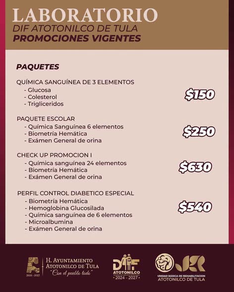 El 𝗟𝗮𝗯𝗼𝗿𝗮𝘁𝗼𝗿𝗶𝗼 𝗱𝗲𝗹 𝗦𝗶𝘀𝘁𝗲𝗺𝗮 𝗗𝗜𝗙 𝗔𝘁𝗼𝘁𝗼𝗻𝗶𝗹𝗰𝗼 𝗱𝗲 𝗧𝘂𝗹𝗮 cuenta con 𝗽𝗿𝗼𝗺𝗼𝗰𝗶𝗼𝗻𝗲𝘀 𝗲𝗻 𝗲𝘀𝘁𝘂𝗱𝗶𝗼𝘀 𝗰𝗹𝗶́𝗻𝗶𝗰𝗼𝘀 𝘆 𝗽𝗮𝗾𝘂𝗲𝘁𝗲𝘀 𝗱𝗲 𝗮𝗻𝗮́𝗹𝗶𝘀𝗶𝘀 a costos accesibles para contribuir al bienestar de las familias
