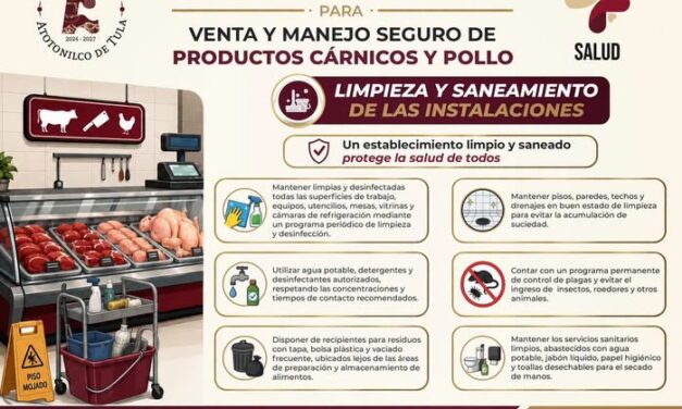 Gobierno de Atotonilco de Tula impulsa acciones de limpieza y saneamiento en establecimientos de venta de cárnicos y pollo