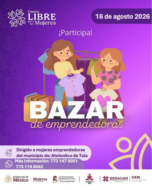 Convocan a mujeres emprendedoras de Atotonilco de Tula a participar en bazar para impulsar sus negocios