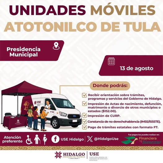 𝗟𝗮𝘀 𝗨𝗻𝗶𝗱𝗮𝗱𝗲𝘀 𝗠𝗼́𝘃𝗶𝗹𝗲𝘀 𝗱𝗲𝗹 𝗚𝗼𝗯𝗶𝗲𝗿𝗻𝗼 𝗱𝗲 𝗛𝗶𝗱𝗮𝗹𝗴𝗼 𝗹𝗹𝗲𝗴𝗮𝗻 𝗮 Atotonilco de Tula