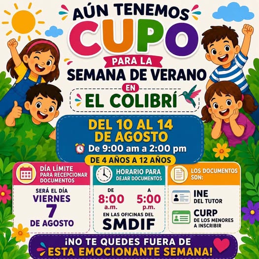 Aún hay lugares disponibles para la Semana de Verano en El Colibrí