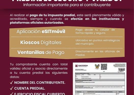 ¡Protege tu patrimonio! Realiza tu pago de impuesto predial en Tula de Allende a través de los diferentes canales autorizados.