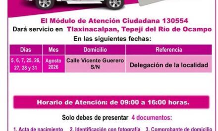 Instalan módulo itinerante del INE en Tlaxinacalpan para facilitar trámites de la Credencial para Votar