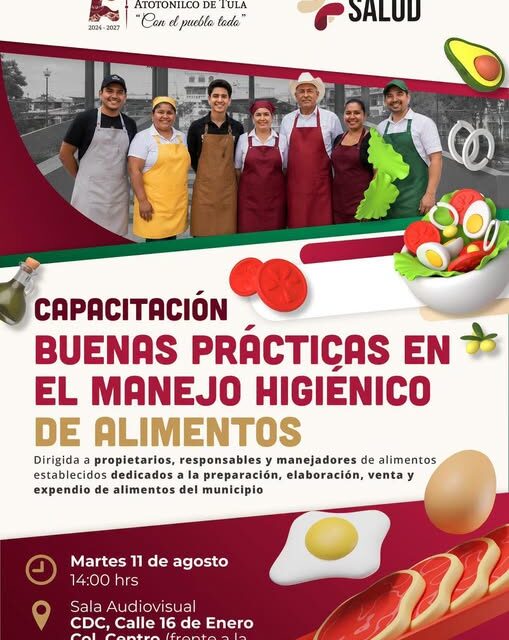 Gobierno de Atotonilco de Tula invita a capacitación en manejo higiénico de alimentos