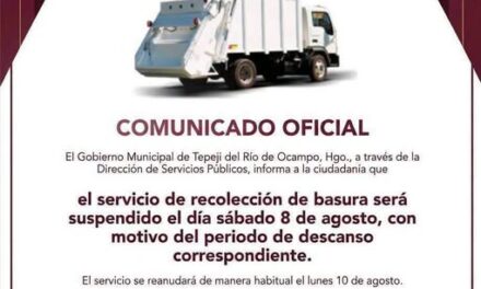 Suspenderán recolección de residuos sólidos en comunidades de Tepeji del Río