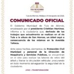 Gobierno de Tula de Allende emite el siguiente comunicado