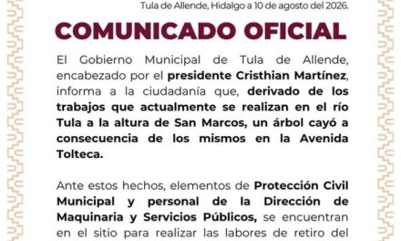 Gobierno de Tula de Allende emite el siguiente comunicado