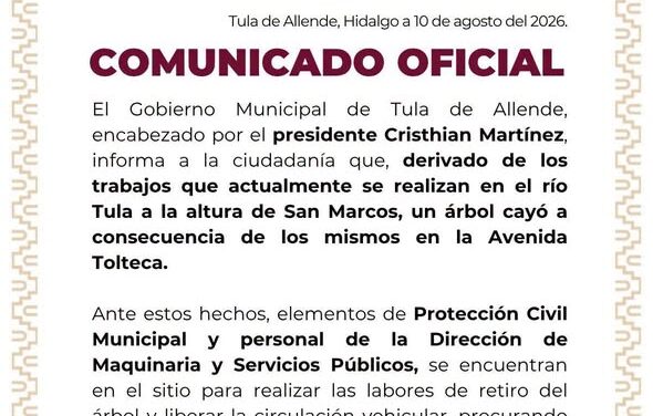 Gobierno de Tula de Allende emite el siguiente comunicado