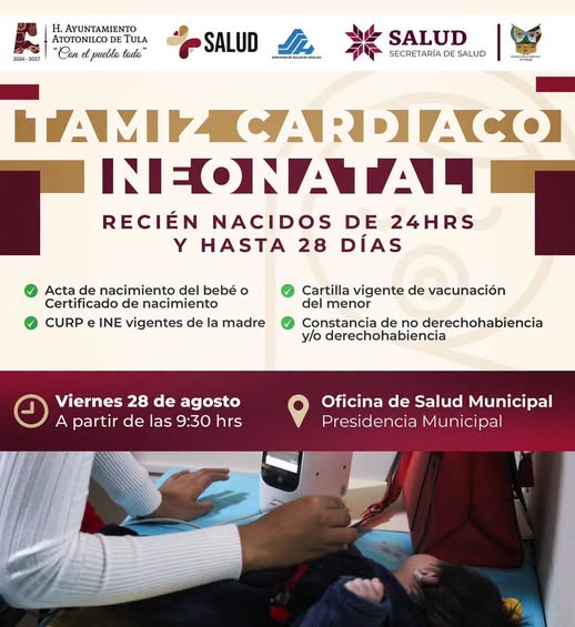 Realizarán segunda jornada de tamiz cardiaco neonatal en Atotonilco de Tula