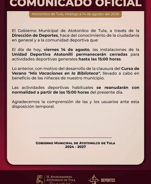 El gobierno de Atotonilco de Tula emite el siguiente comunicado_