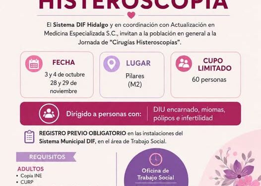 Habrá Jornada de Cirugía de Histeroscopía en el DIF Tepeji