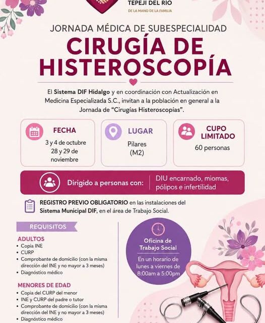Habrá Jornada de Cirugía de Histeroscopía en el DIF Tepeji