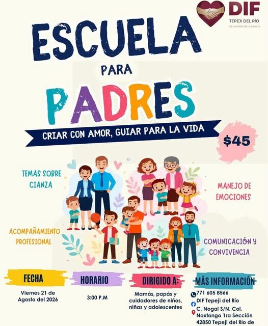DIF Tepeji invita a participar en taller “Escuela para Padres”
