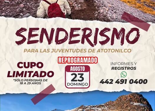 Reprograman ruta de senderismo para jóvenes en Atotonilco de Tula