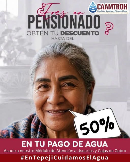 CAAMTROH ofrece 50% de descuento en el servicio de agua para adultos mayores