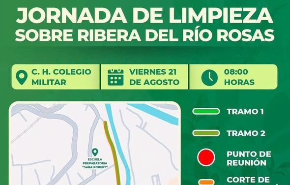 Realizarán jornada de limpieza en la ribera del río Rosas