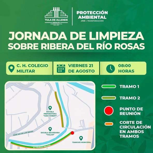 Realizarán jornada de limpieza en la ribera del río Rosas
