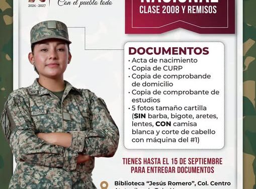 Convocan a jóvenes de Atotonilco de Tula a tramitar su Cartilla del Servicio Militar Nacional