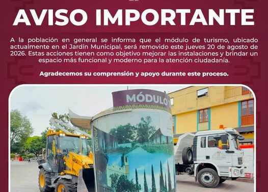Reubicarán módulo de atención turística de Tula de Allende
