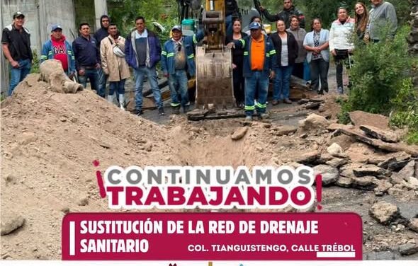 Inician trabajos de sustitución de red de drenaje en Tianguistengo, La Romera