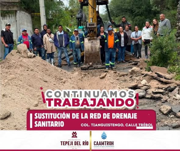 Inician trabajos de sustitución de red de drenaje en Tianguistengo, La Romera