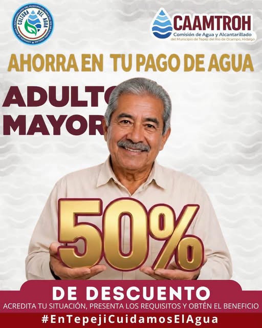 Adultos mayores de Tepeji del Río podrán acceder a 50% de descuento en el servicio de agua
