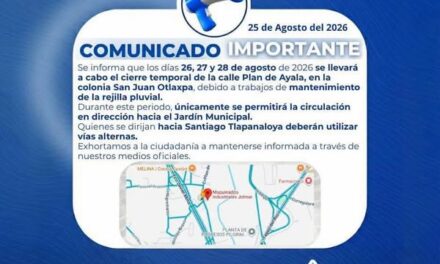 Habrá cierres a la circulación por trabajos de mantenimiento en Tepeji
