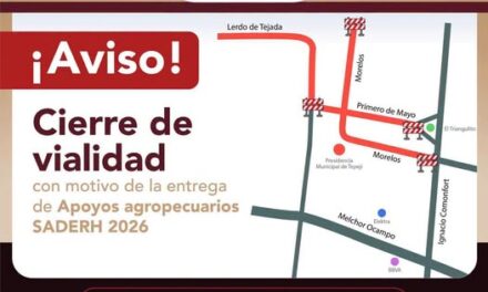 Habrá cierre a la circulación por entrega de apoyos en el centro de Tepeji del Río
