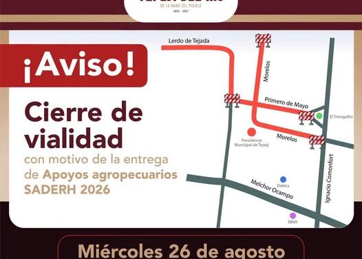Habrá cierre a la circulación por entrega de apoyos en el centro de Tepeji del Río