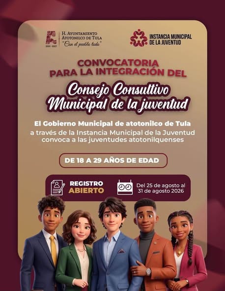 Atotonilco de Tula convoca a jóvenes a integrar el Consejo Consultivo Municipal de la Juventud