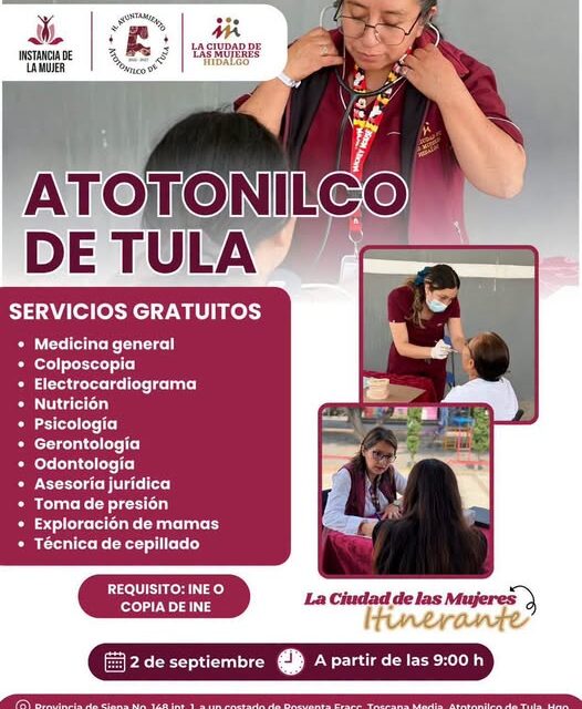 La Ciudad de las Mujeres Itinerante ofrecerá servicios gratuitos en Atotonilco de Tula