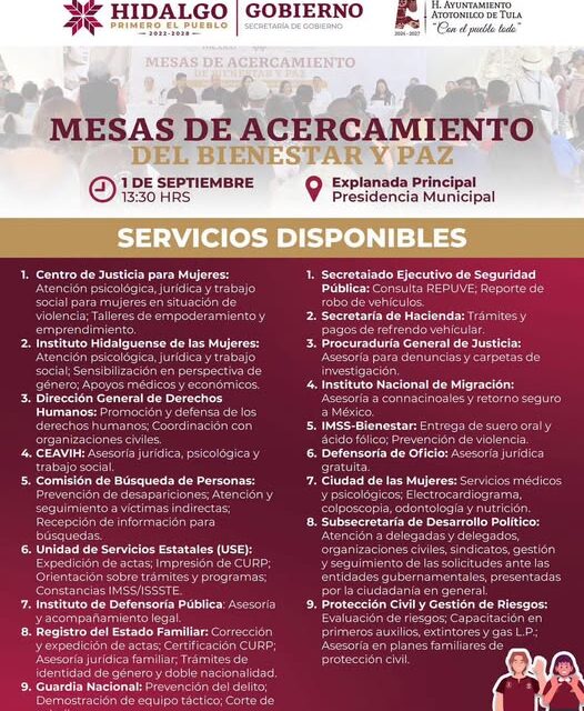 Mesas de Acercamiento del Bienestar y Paz llegarán a Atotonilco de Tula
