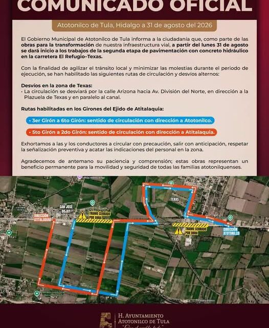 Iniciará segunda etapa de pavimentación con concreto hidráulico en la carretera El Refugio-Texas