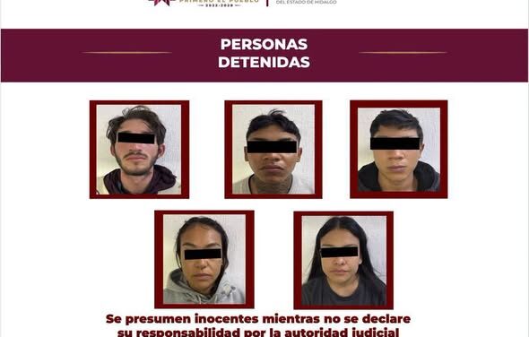 Cinco detenidos en Ajacuba durante cateo por presunto narcomenudeo; aseguran 10 armas