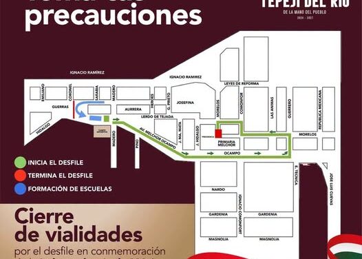 Anuncian cierre de vialidades en Tepeji del Río por desfile
