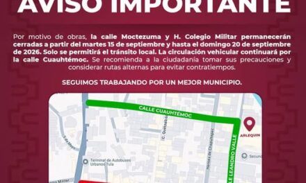 Anuncian cierre de vialidades en Tula de Allende por obra