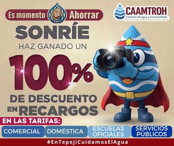 Ofrecen hasta 100% de descuento en recargos para regularizar adeudos de agua en Tepeji del Río