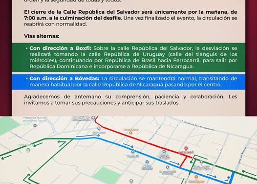 Habrá cambio en las vialidades por desfile cívico en Atotonilco de Tula