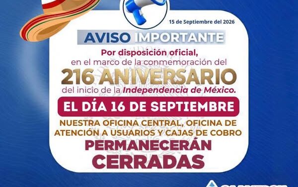 Comisión de Agua de Tepeji del Río suspenderá actividades el 16 de septiembre
