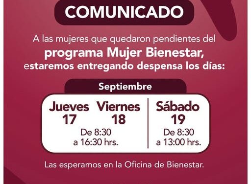Entregarán despensas a beneficiarias pendientes del programa Mujer Bienestar en Tepeji del Río