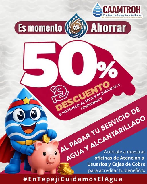 CAAMTROH ofrece 50% de descuento en el servicio de agua a adultos mayores