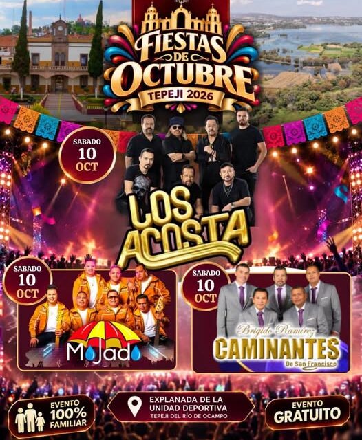 Continúan las Fiestas de Octubre en Tepeji del Río con jornada musical