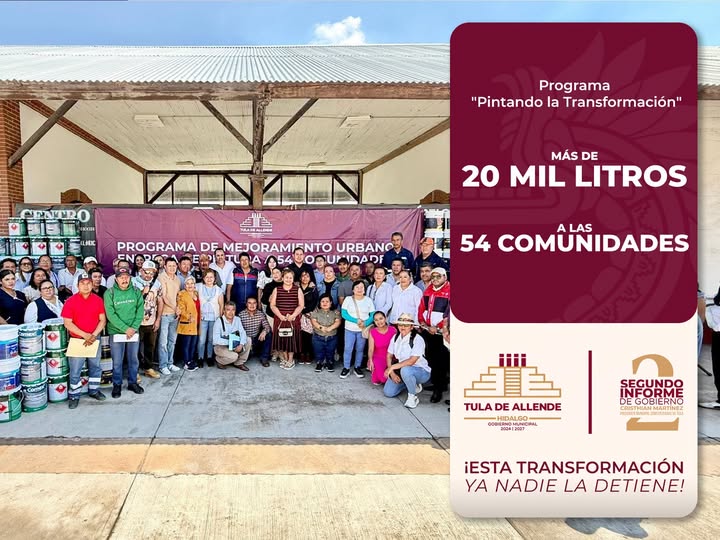 Entregan pintura a 54 comunidades de Tula mediante programa “Pintando la Transformación”