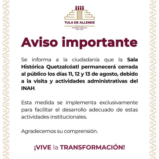 Sala Histórica Quetzalcóatl permanecerá cerrada por visita del INAH