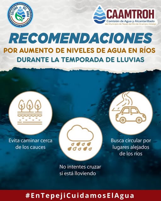 Emiten recomendaciones ante incremento en niveles de ríos y arroyos en Tepeji del Río