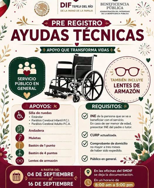 DIF Tepeji del Río abre pre-registro para apoyos funcionales y lentes